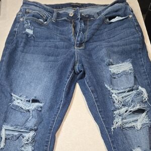 Judy Blue Boyfriend Jeans Blue Distressed